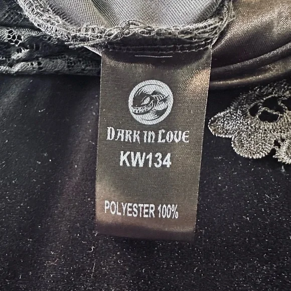 Dark In Love Black Velvet Gothic Mermaid Maxi Skirt with Lace Appliqué - Picture 8 of 9